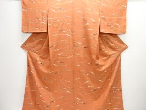 未使用品　抽象扇に花模様小紋着物